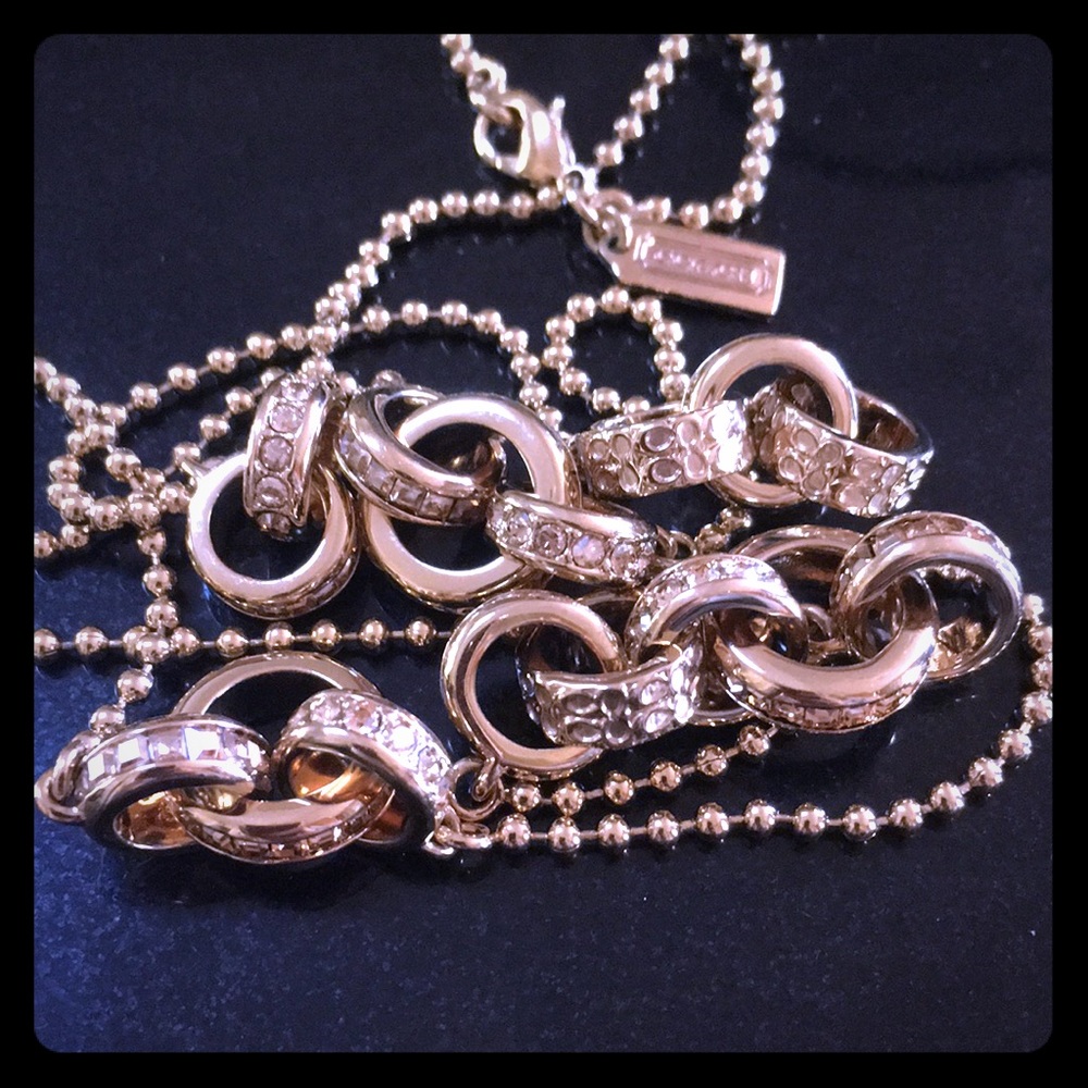 Coach Gold Hoops Gems Necklace - NWOT